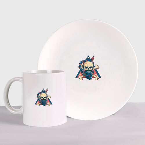Набор: тарелка + кружка Череп фото