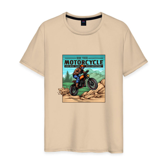 Мужская футболка хлопок Мотоциклист фото