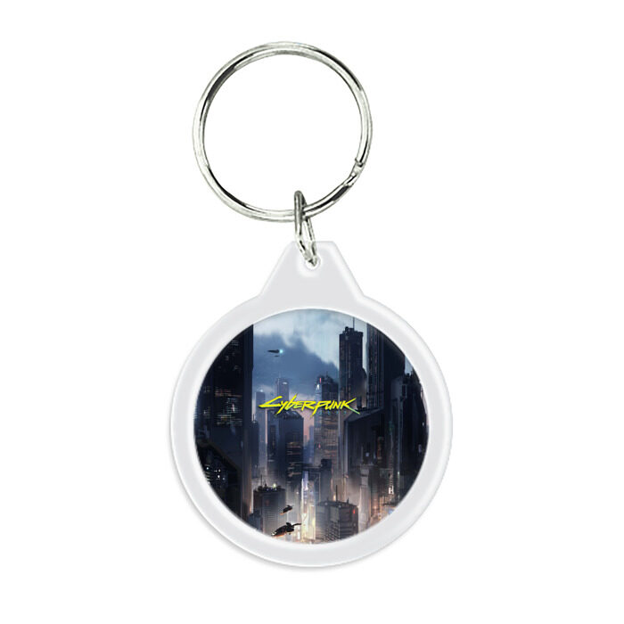 Брелок круглый Cyberpunk 2077 city фото