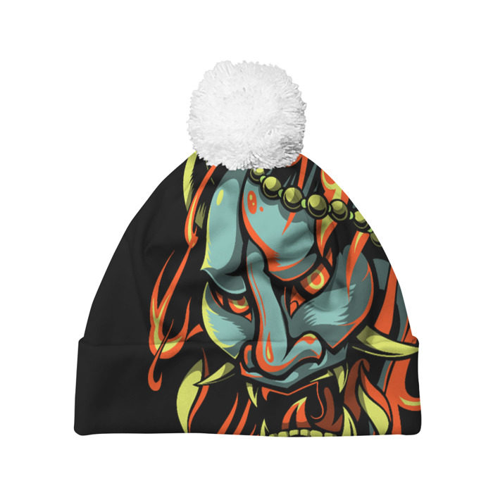 Шапка 3D c помпоном Демон Они фото