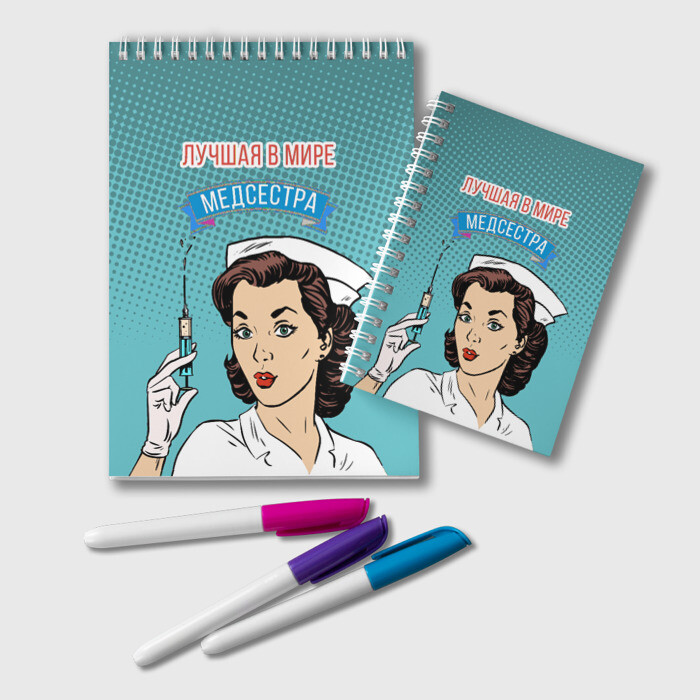 Блокнот медсестра поп-арт фото