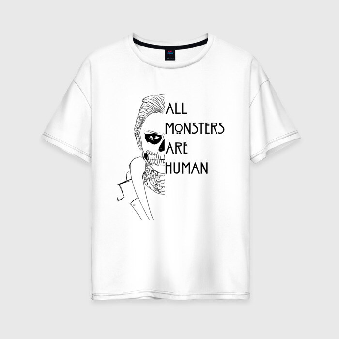 Женская футболка хлопок Oversize ALL MONSTERS ARE HUMAN фото