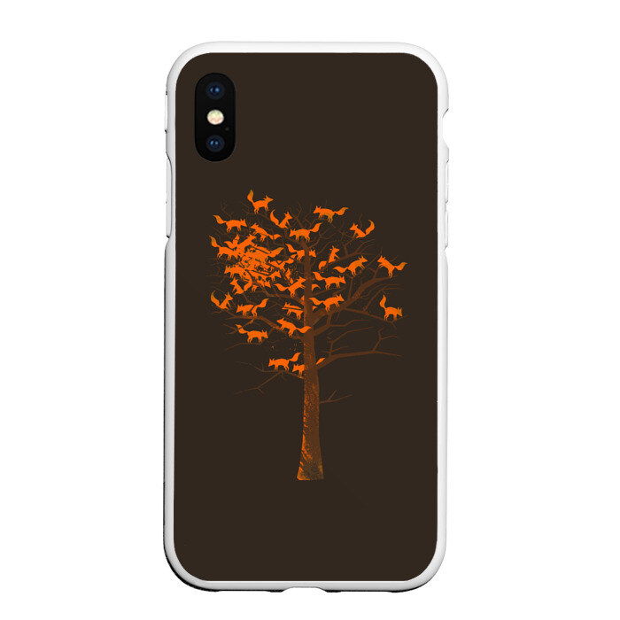 Чехол для iPhone XS Max матовый Дерево Лисиц фото
