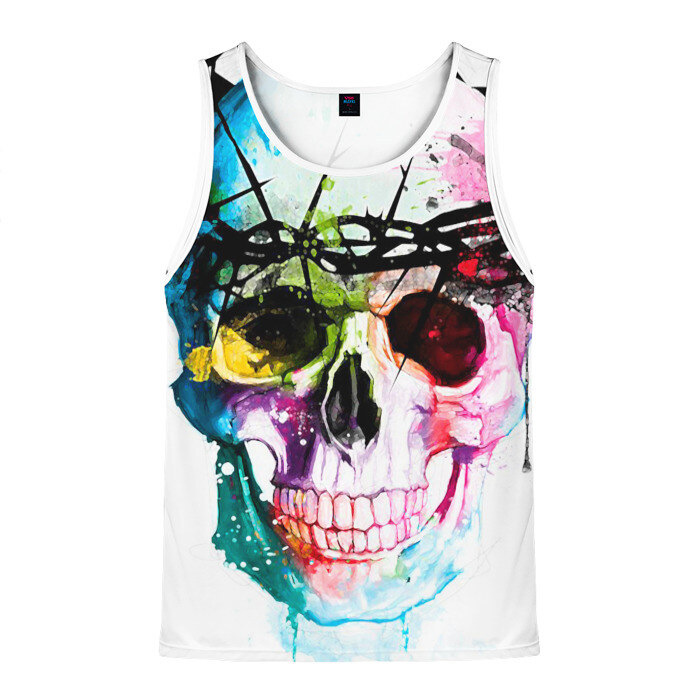Мужская майка 3D Череп и краска фото