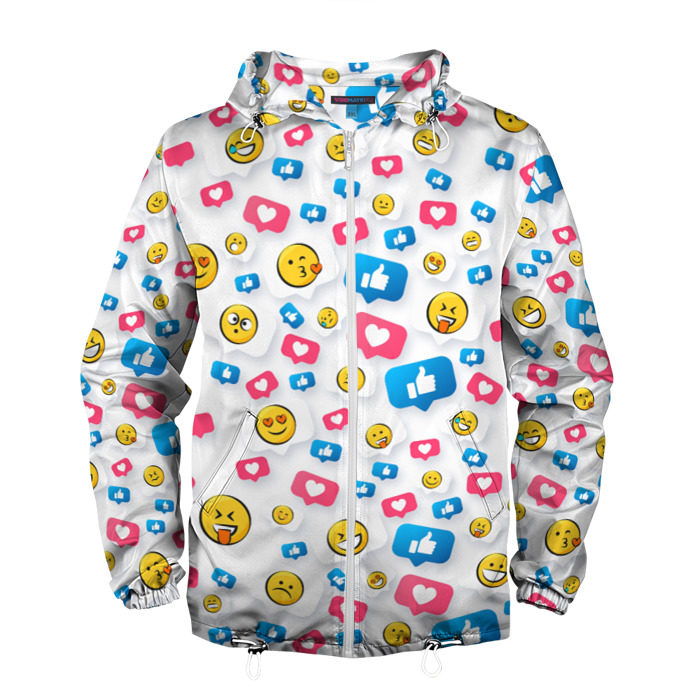 Мужская ветровка 3D Смайлики и лайки фото