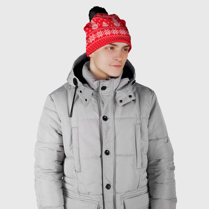 Шапка 3D c помпоном Новогодняя Лида фото