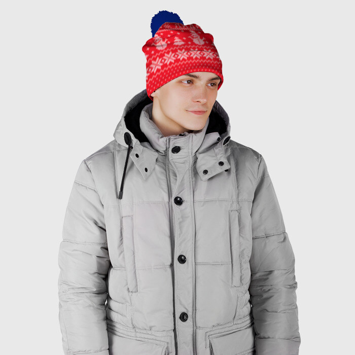 Шапка 3D c помпоном Новогодняя Лида фото