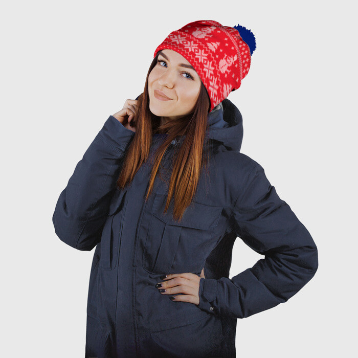 Шапка 3D c помпоном Новогодняя Лида фото