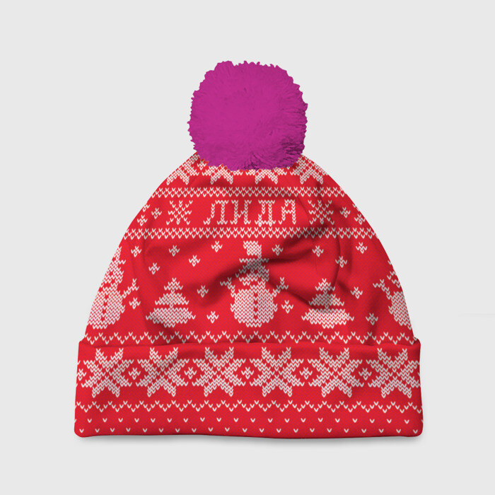 Шапка 3D c помпоном Новогодняя Лида фото