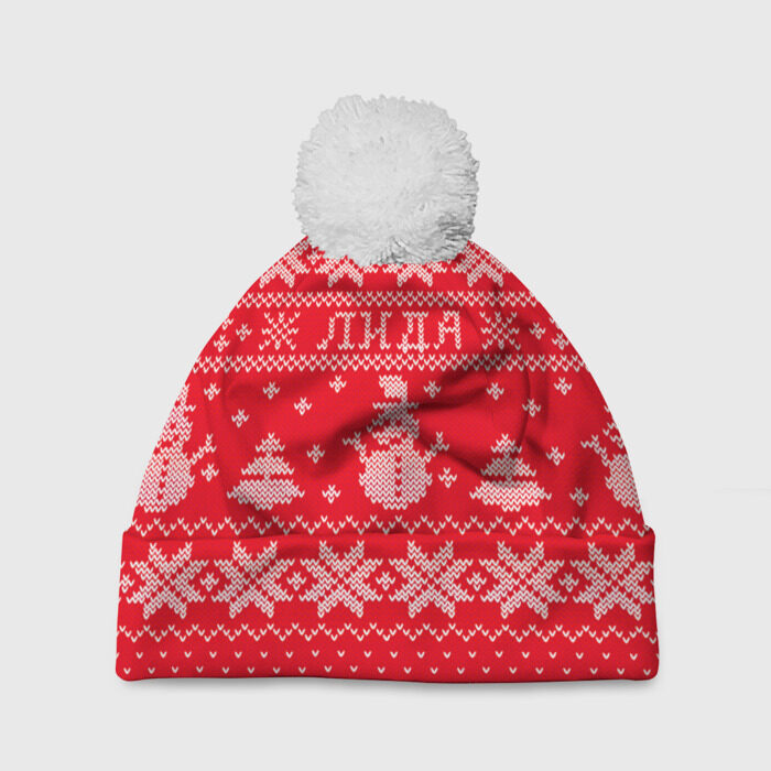Шапка 3D c помпоном Новогодняя Лида фото