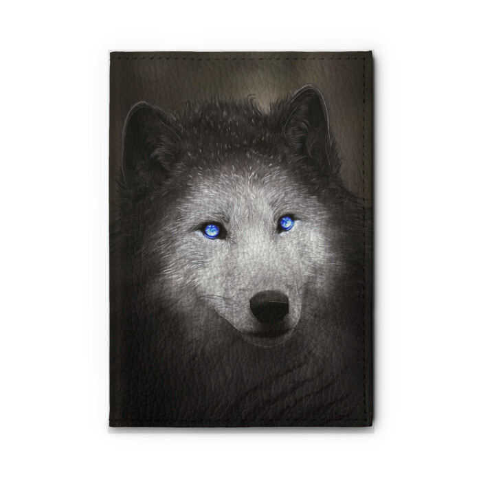 Обложка для автодокументов Голубоглазый волк фото