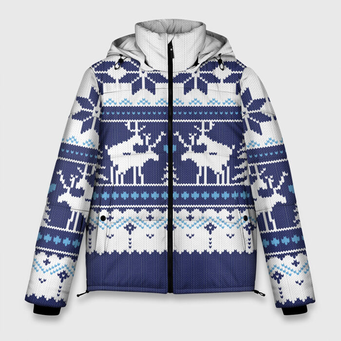 Мужская зимняя куртка 3D Свитер с оленями фото