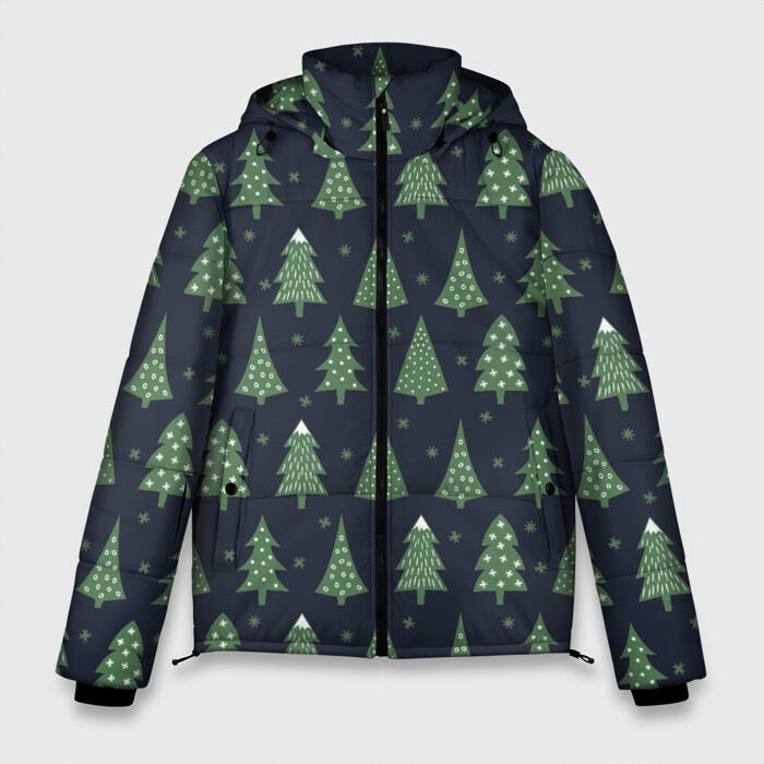Мужская зимняя куртка 3D Елки фото