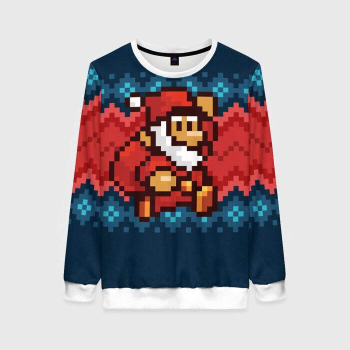 Женский свитшот 3D Марио Санта Клаус фото