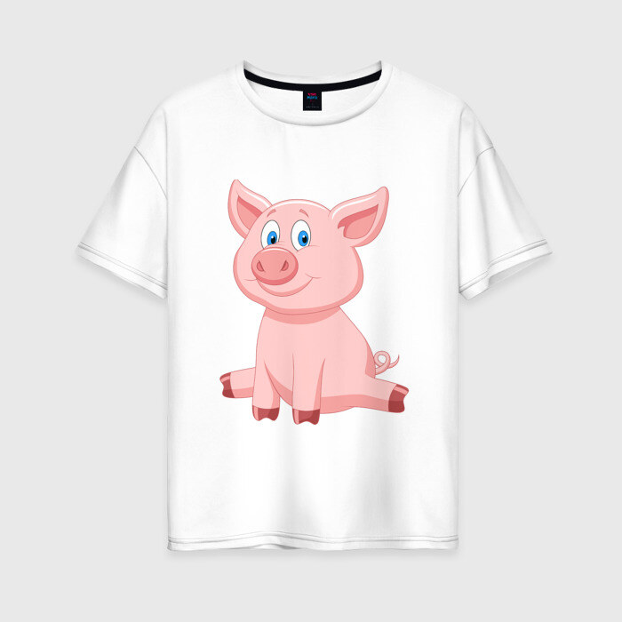 Женская футболка хлопок Oversize Милый поросёнок фото