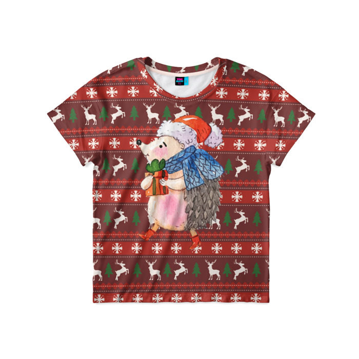 Детская футболка 3D милый ёжик с подарок новый год фото