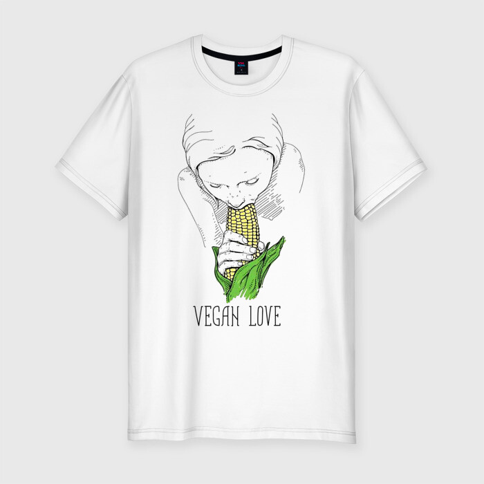 Мужская футболка хлопок Slim Vegan Love фото