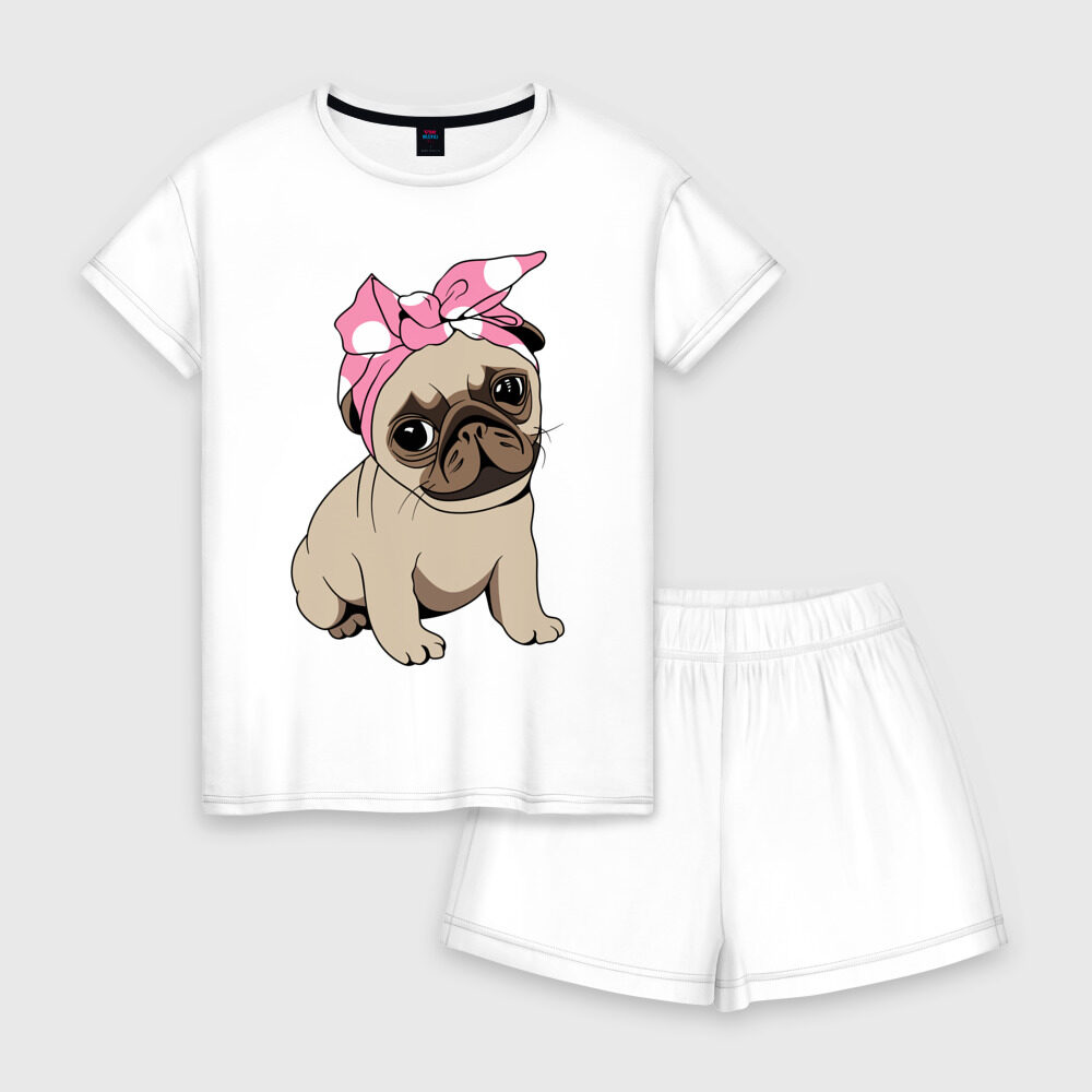 Женская пижама с шортиками хлопок Собачка фото