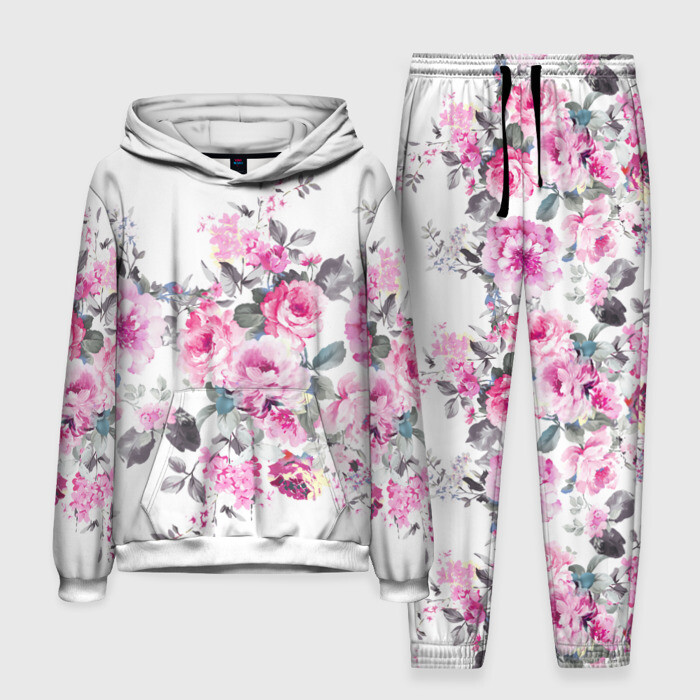 Мужской костюм 3D (с толстовкой) Розовые розы фото