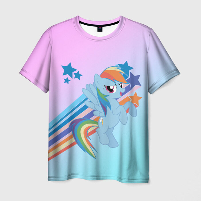 Мужская футболка 3D Rainbow Dash фото