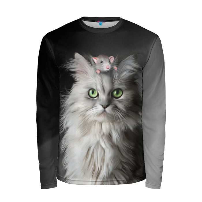 Мужской лонгслив 3D Кот и мышка фото