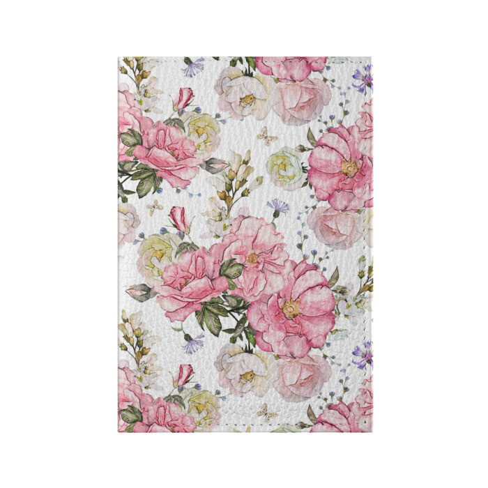 Обложка для паспорта матовая кожа Розовые розы  фото
