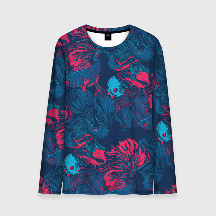 Мужской лонгслив 3D Бойцовые рыбки петушок фото