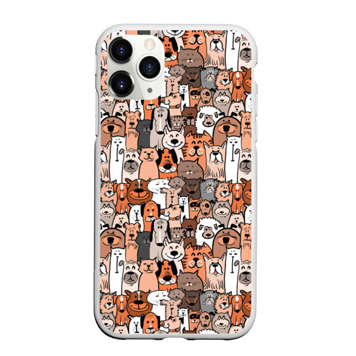 Чехол для iPhone 11 Pro матовый Коты и собаки фото