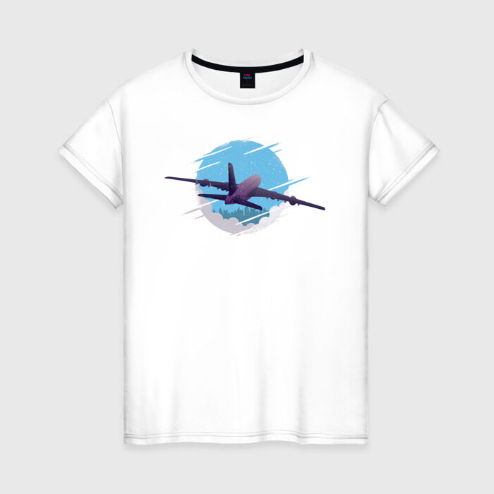 Женская футболка хлопок Самолет фото