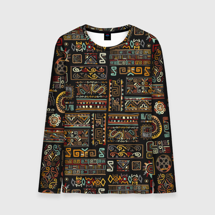 Мужской лонгслив 3D Этнический орнамент фото