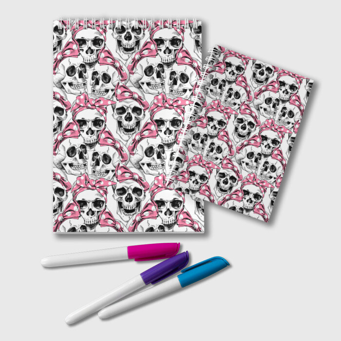 Блокнот Черепа в розовых платках фото