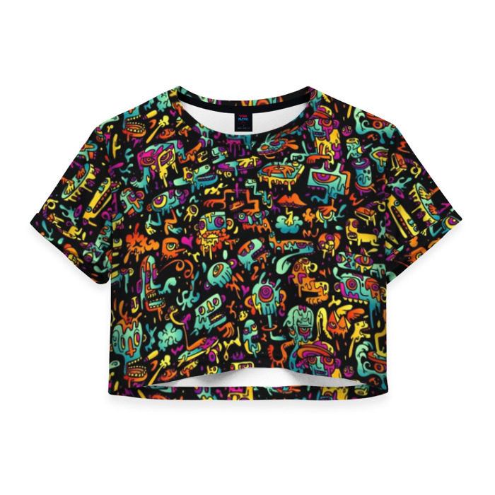 Женская футболка 3D укороченная Кислотный Диджей фото