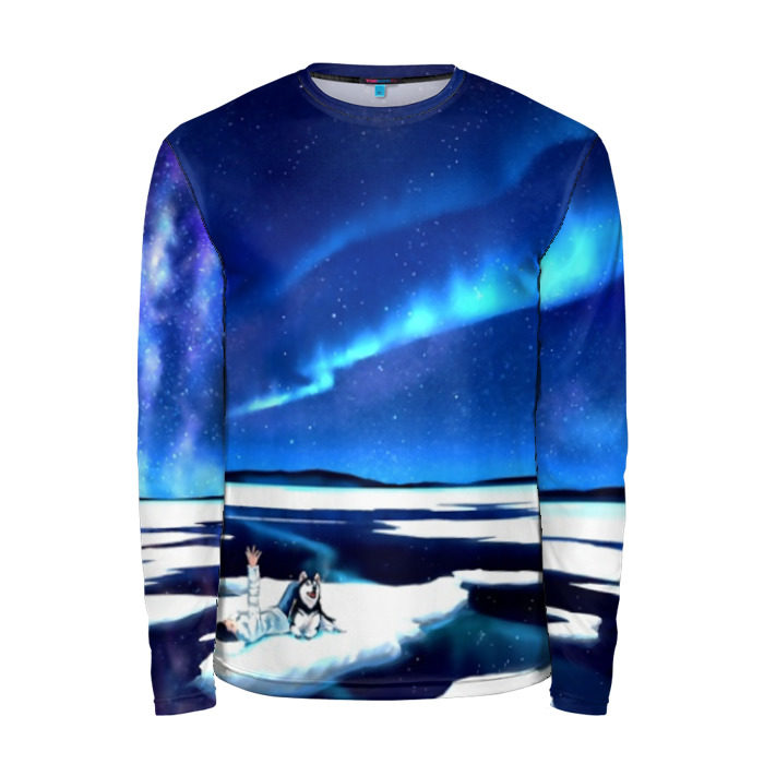 Мужской лонгслив 3D Мальчик и Хаски фото