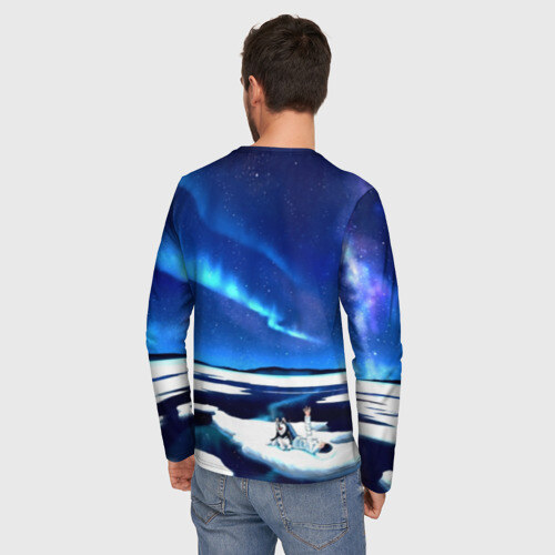 Мужской лонгслив 3D Мальчик и Хаски фото