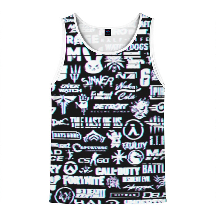 Мужская майка 3D ЛОГОТИПЫ ИГР GLITCH фото