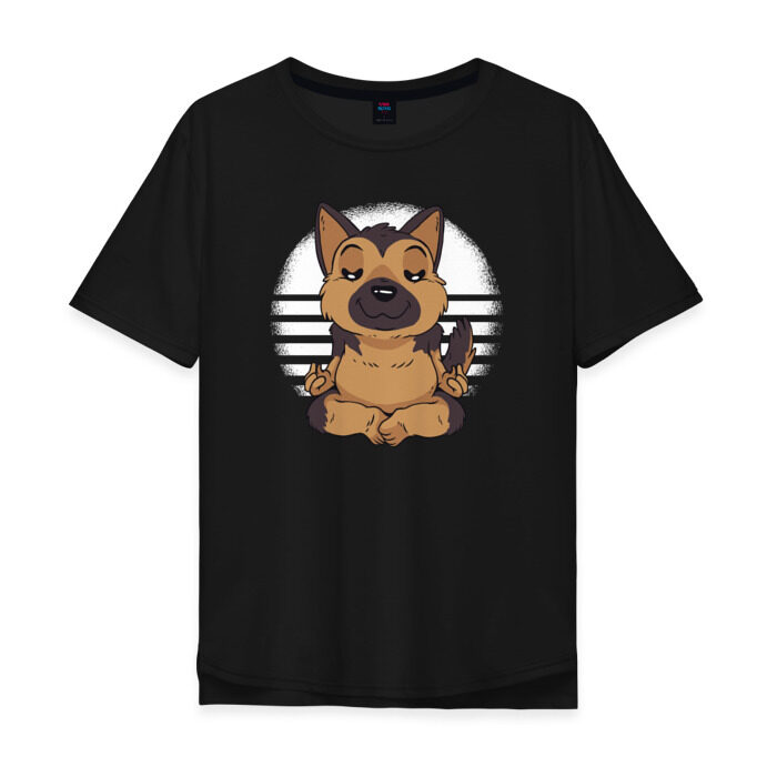 Мужская футболка хлопок Oversize Овчарка Йога фото