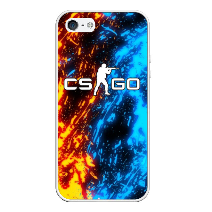Чехол для iPhone 5/5S матовый CSGO BATTLE FLAME фото