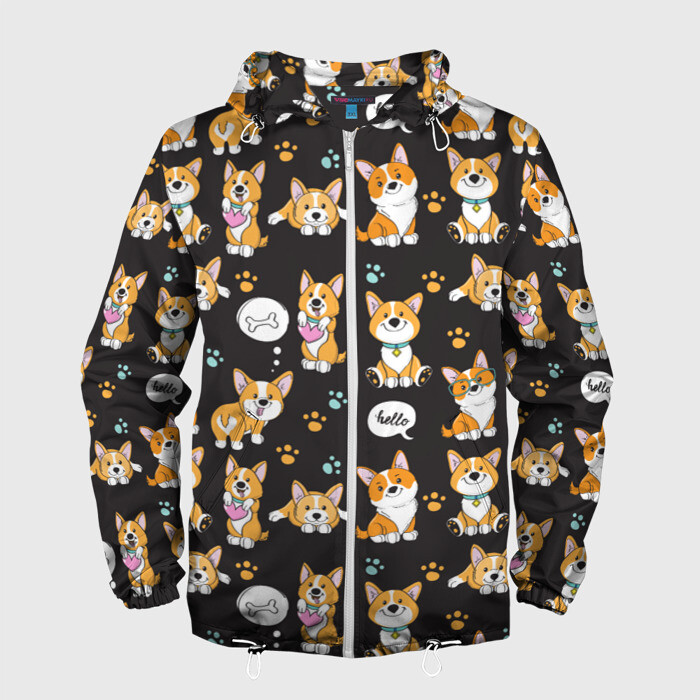 Мужская ветровка 3D Милые пёсики фото