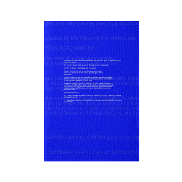 Обложка для паспорта матовая кожа СИНИЙ ЭКРАН СМЕРТИ фото