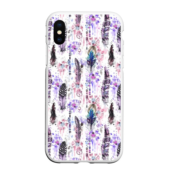 Чехол для iPhone XS Max матовый Акварельные перья фото