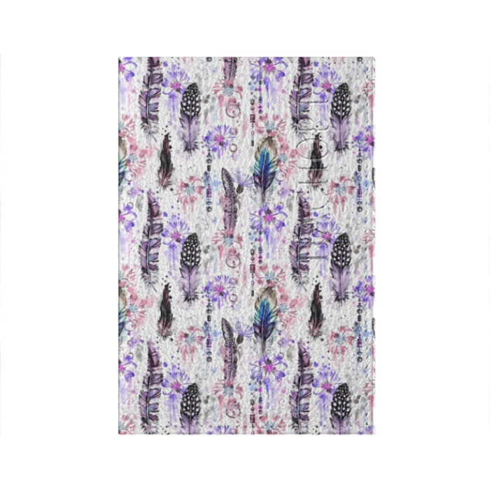 Обложка для паспорта матовая кожа Акварельные перья фото