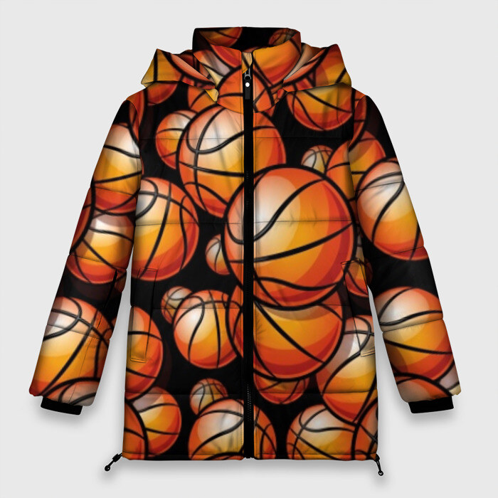 Женская зимняя куртка 3D Баскетбольные мячи фото
