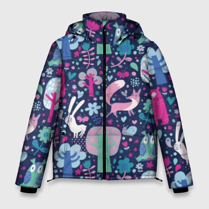 Мужская зимняя куртка 3D Лесные животные фото