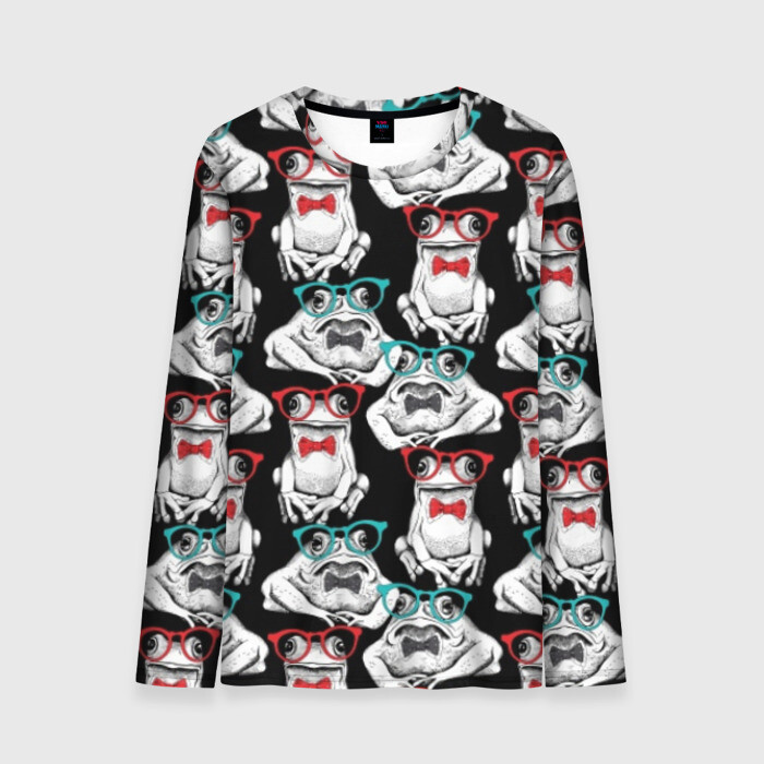 Мужской лонгслив 3D Лягушки в очках фото
