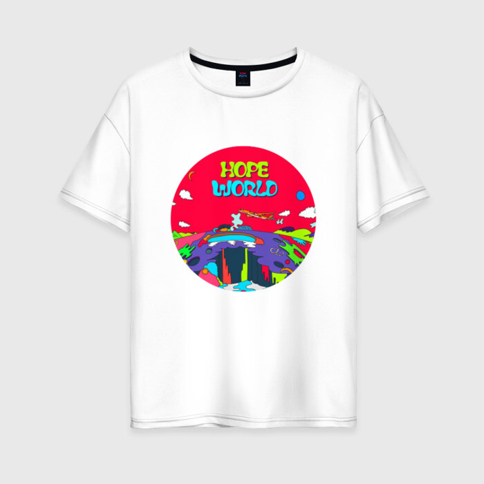 Женская футболка хлопок Oversize HOPE WORLD фото