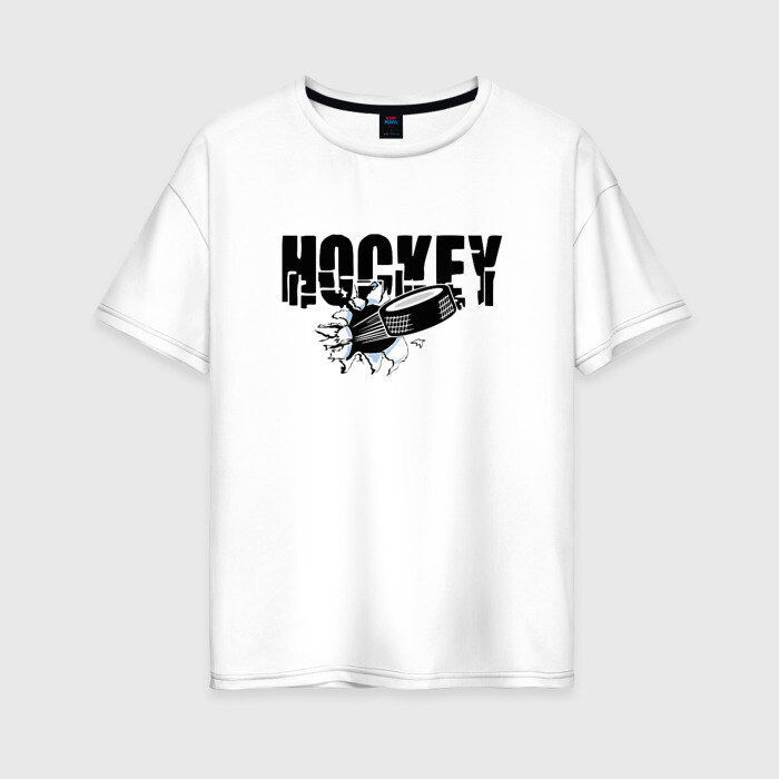 Женская футболка хлопок Oversize Hockey фото