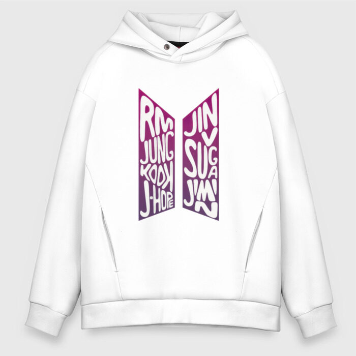Мужское худи Oversize хлопок BTS (Имена) фото