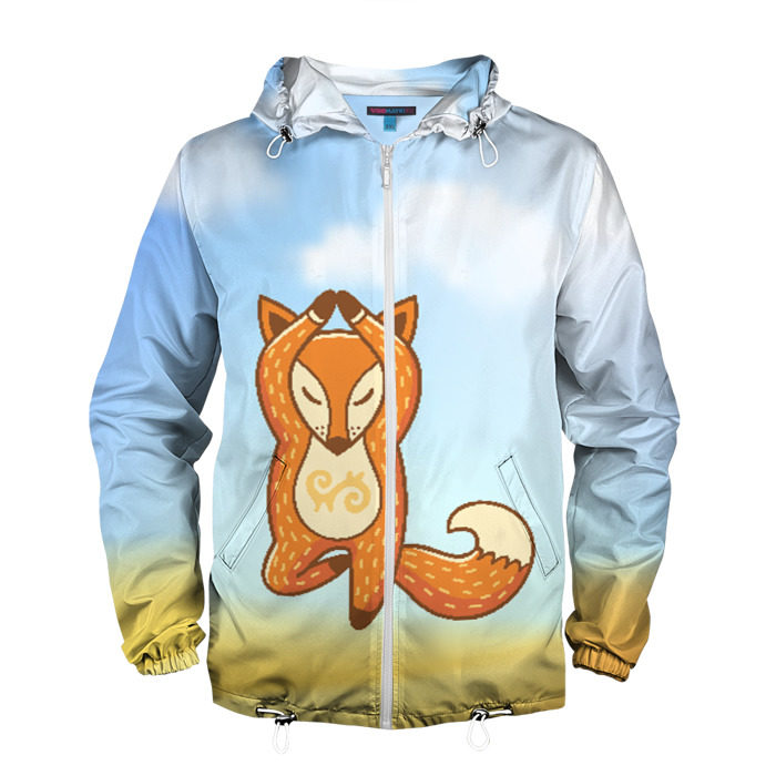 Мужская ветровка 3D Лиса Йога фото
