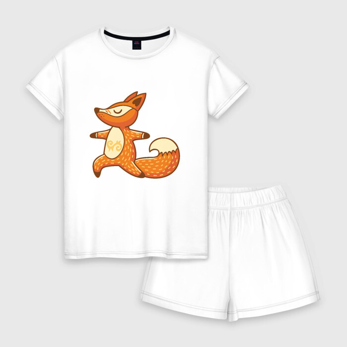 Женская пижама с шортиками хлопок Лисенок занимается йогой фото