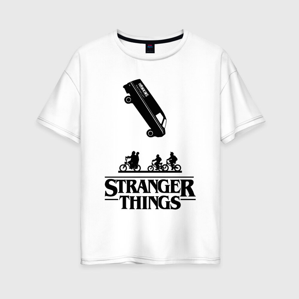Женская футболка хлопок Oversize STRANGER THINGS фото